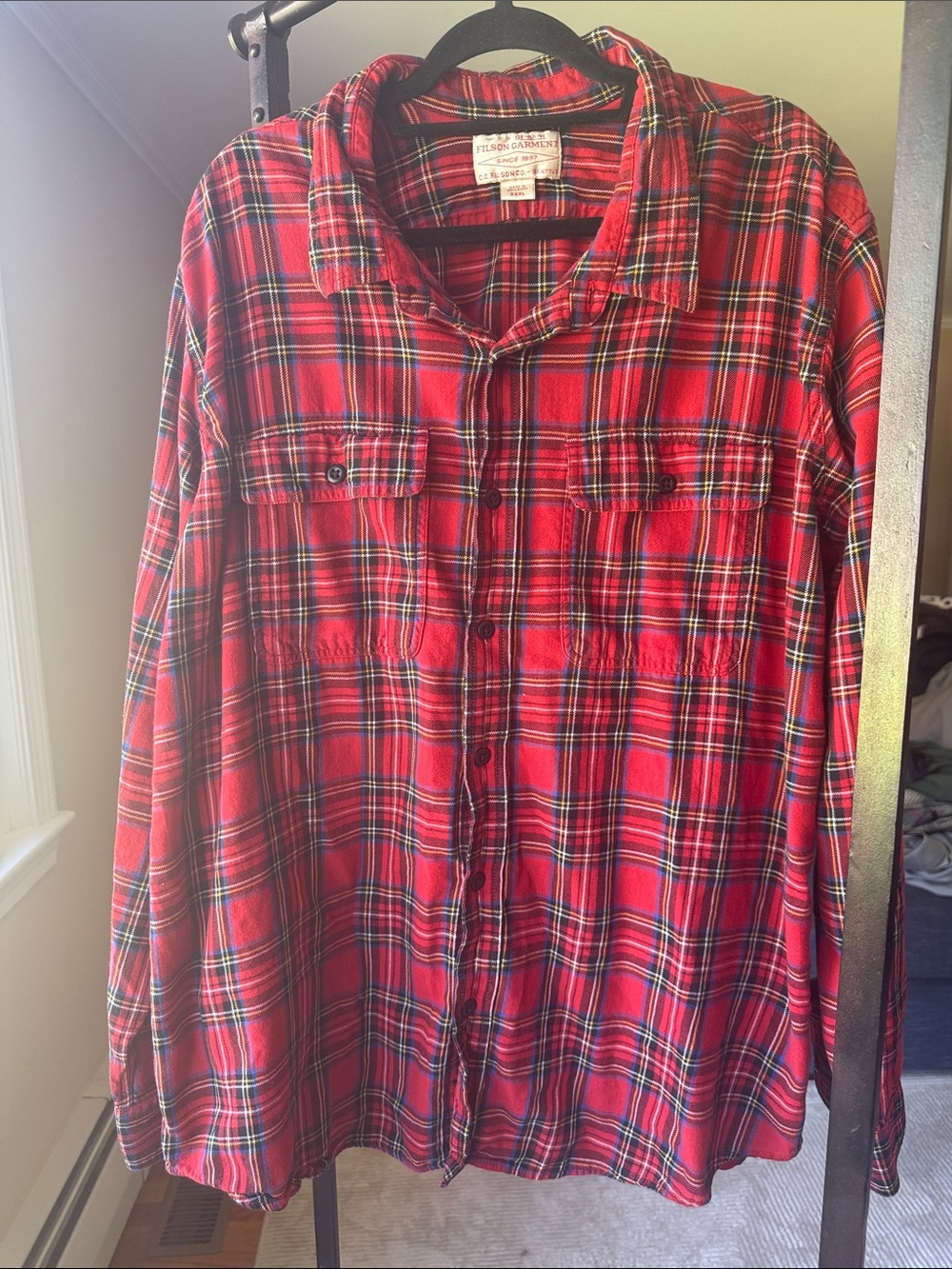 Filson Red Plaid Long-Sleeve Button-Down Shirt